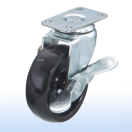輕型腳輪
2-1/2”x 7/8 長板活動煞車輪 
型號: T-04
2-1/2”x 7/8 Swivel Caster w/Strip Brake
